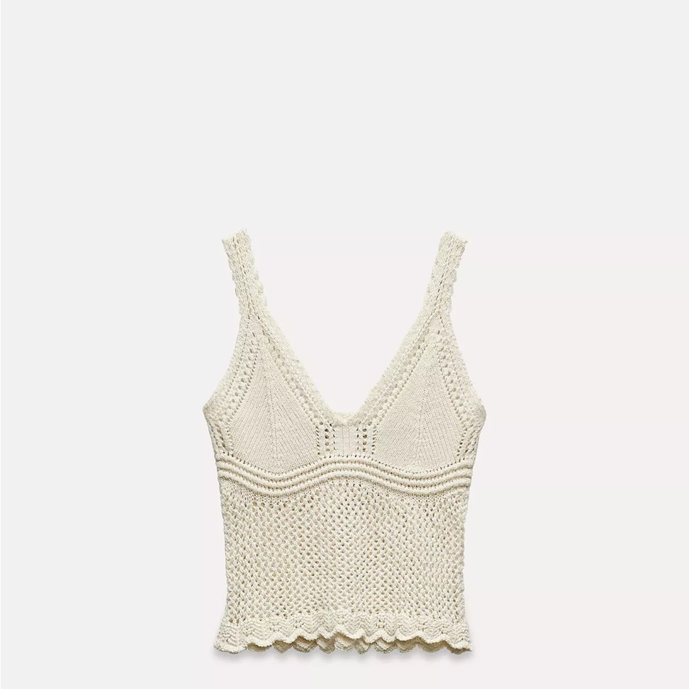Cream Crochet Sleeveless Top